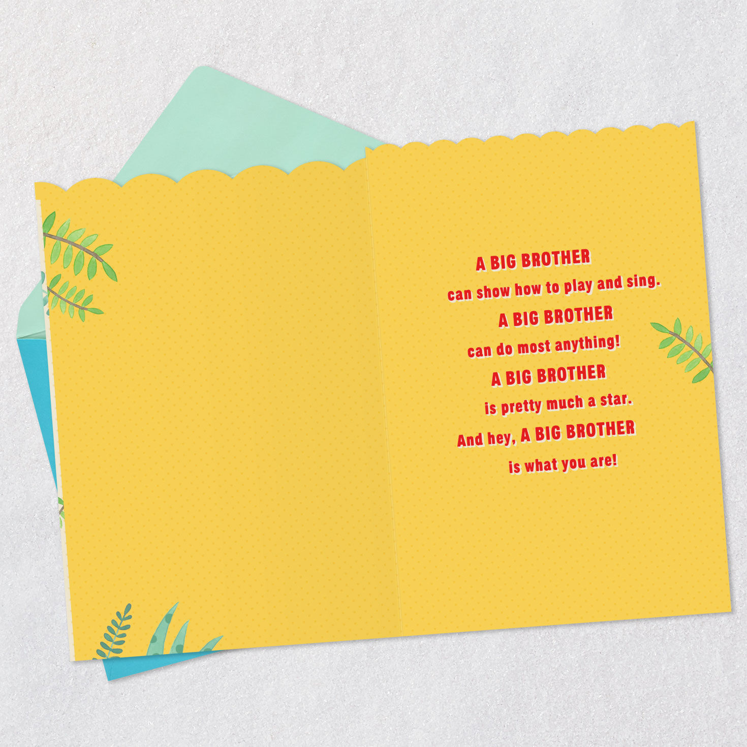 Lion Cubs With Heart Big Brother New Baby Card Open card with envelope image number 3