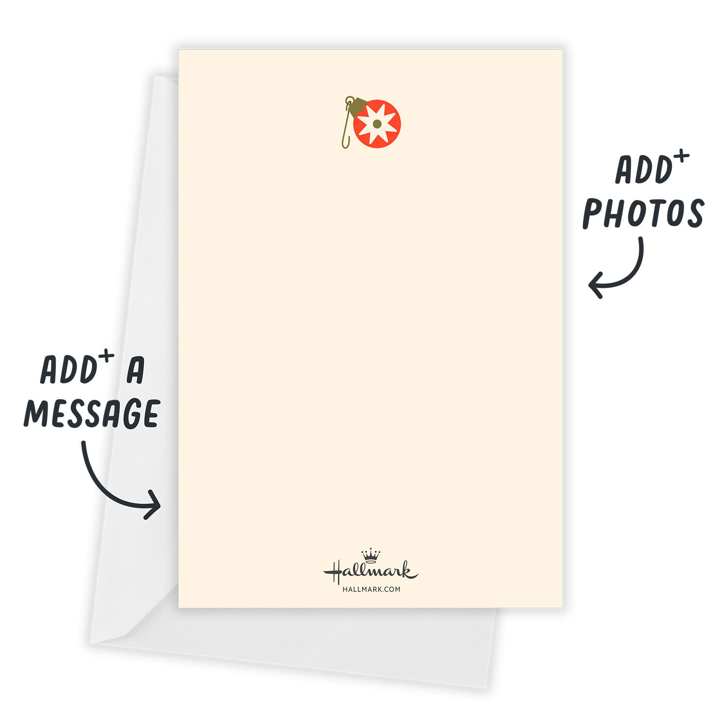 JOY Striped Blocks Personalized Holiday Photo Card Open Card with Envelope indicating personalization image number 3