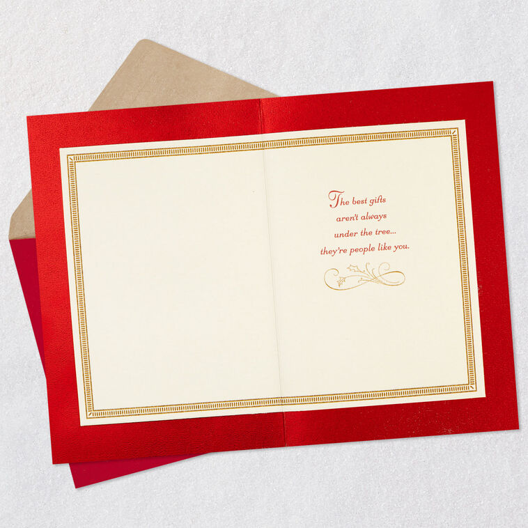 Elegant Gold and Red Tree Christmas Card Open card with envelope image number 3