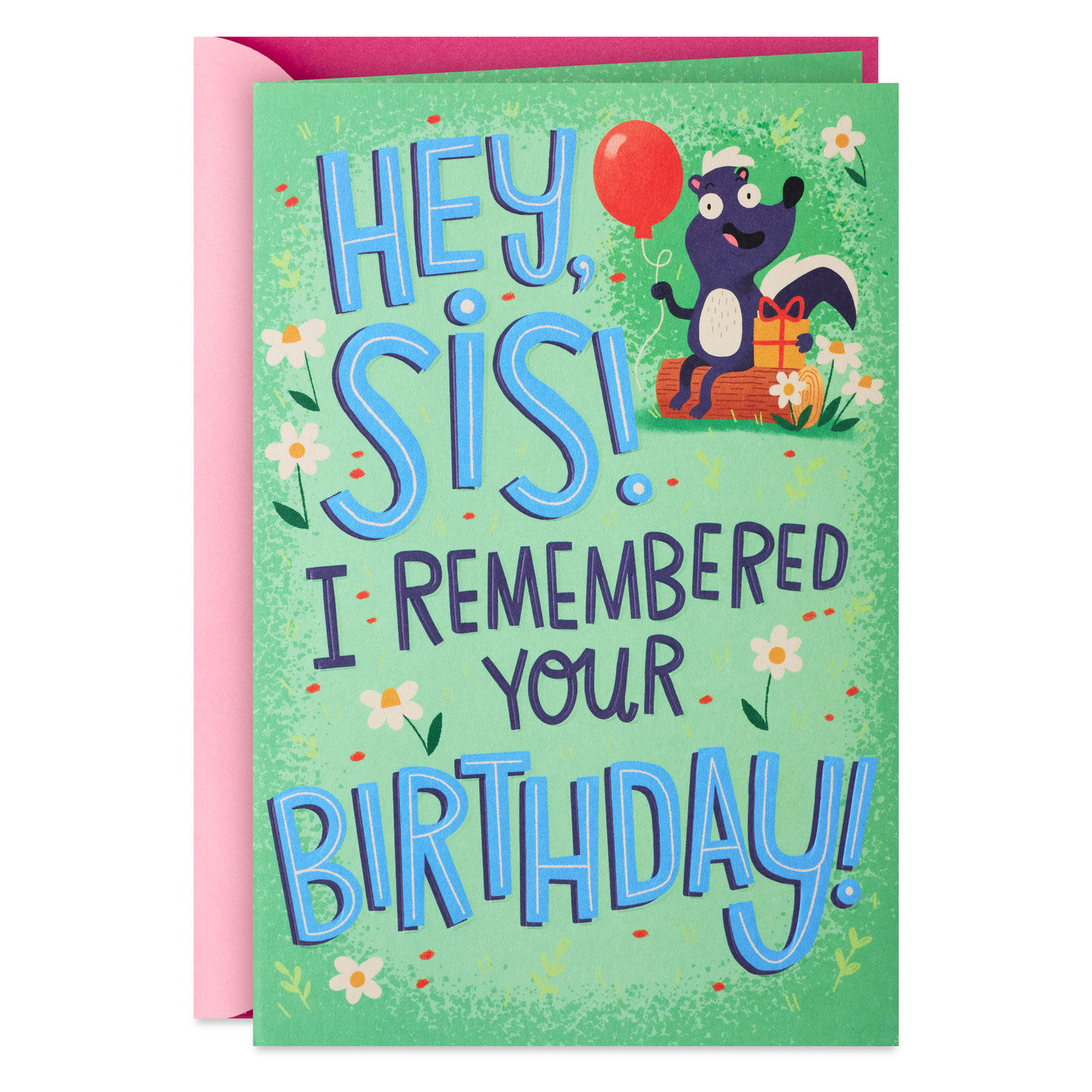 Hey Sis, I Remembered Funny Birthday Card With Sticker for Her