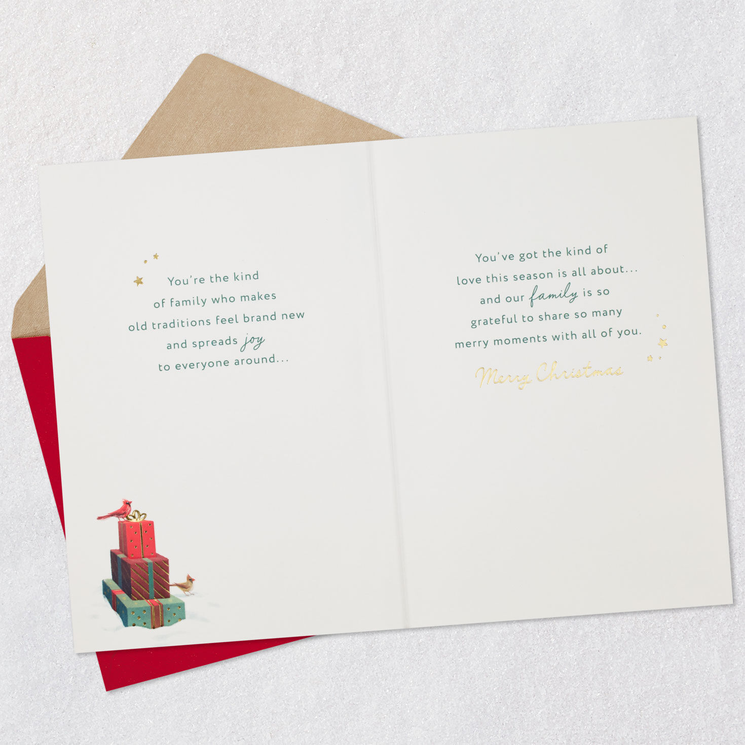 Cardinal Sleigh Christmas Card for Son and Family Open card with envelope image number 4