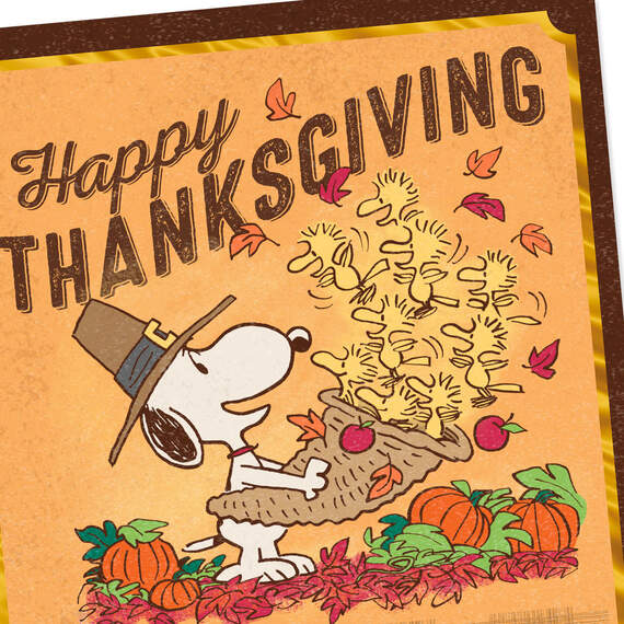 Peanuts® Snoopy and Woodstock Cornucopia Thanksgiving Card, , large image number 4