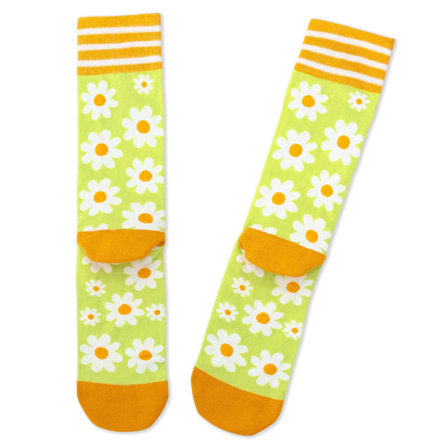 Daisy Designs on Green Novelty Crew Socks back image number 2