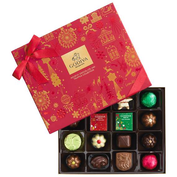 Godiva Assorted Chocolates Christmas Gift Box, 16 Pieces, , large image number 1