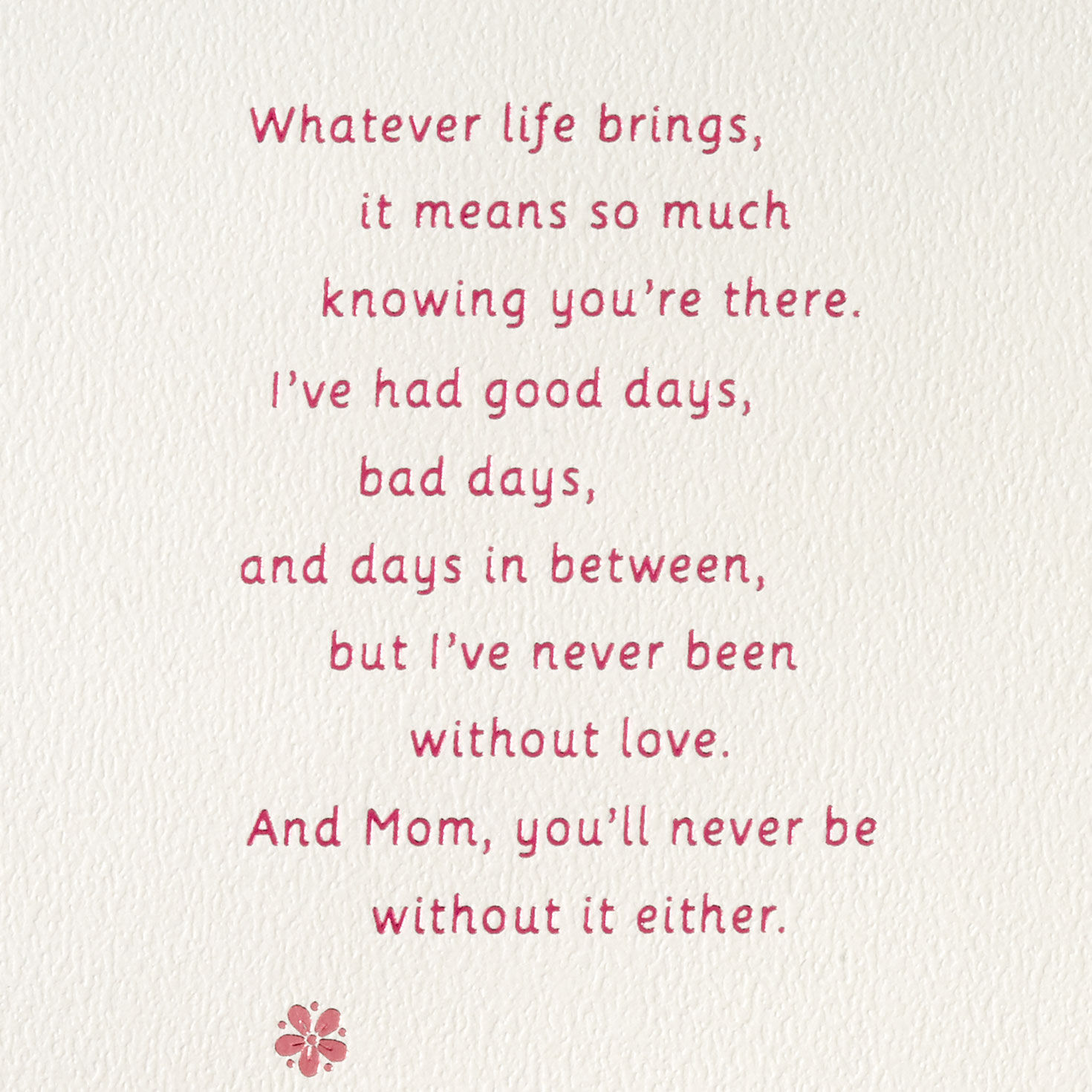 Pink and White Flowers Mom Mother's Day Card From Daughter sentiment image number 2