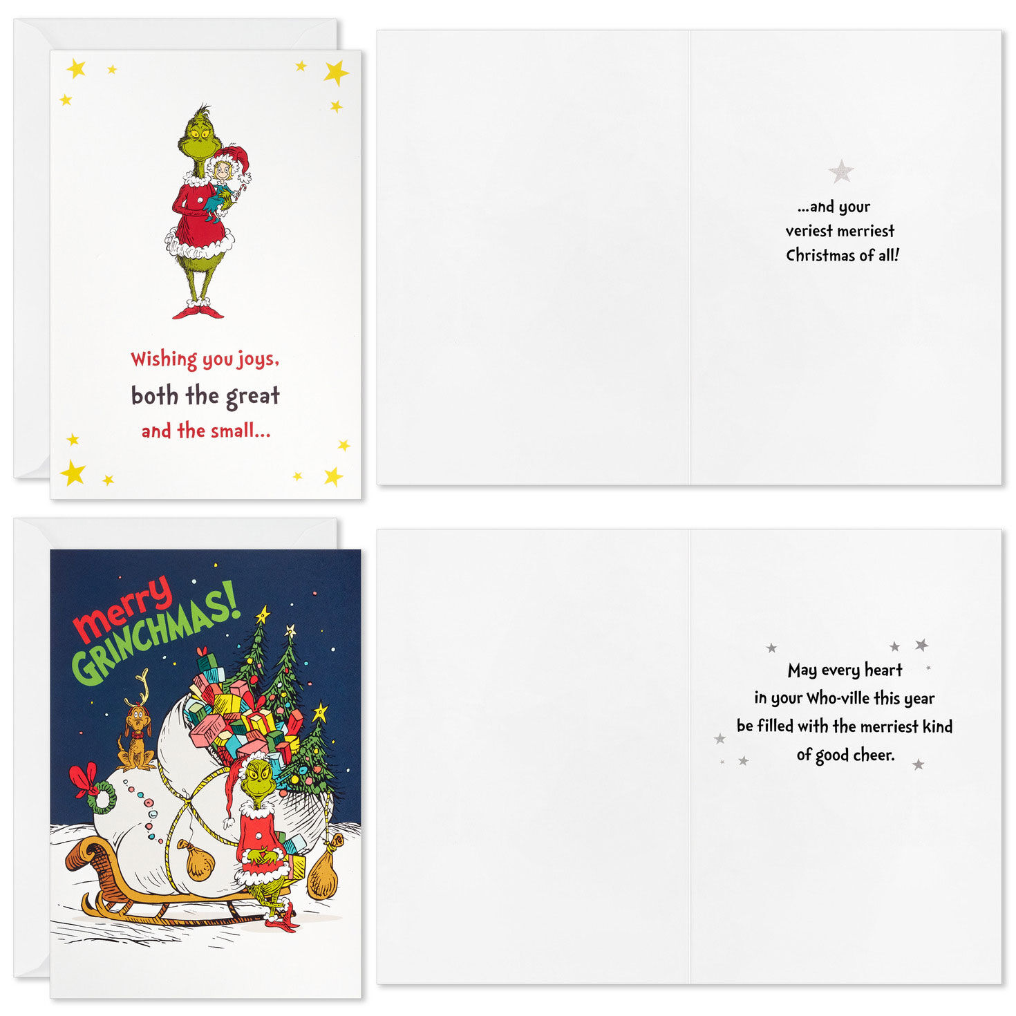Grinch and Max Dr Seuss Christmas Cards Assortment Front with sentiment image number 3