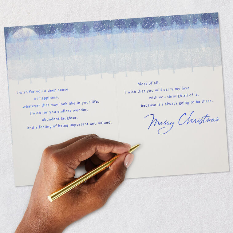 Snowy Trees in Moonlight Daughter Christmas Card Signing card image number 8
