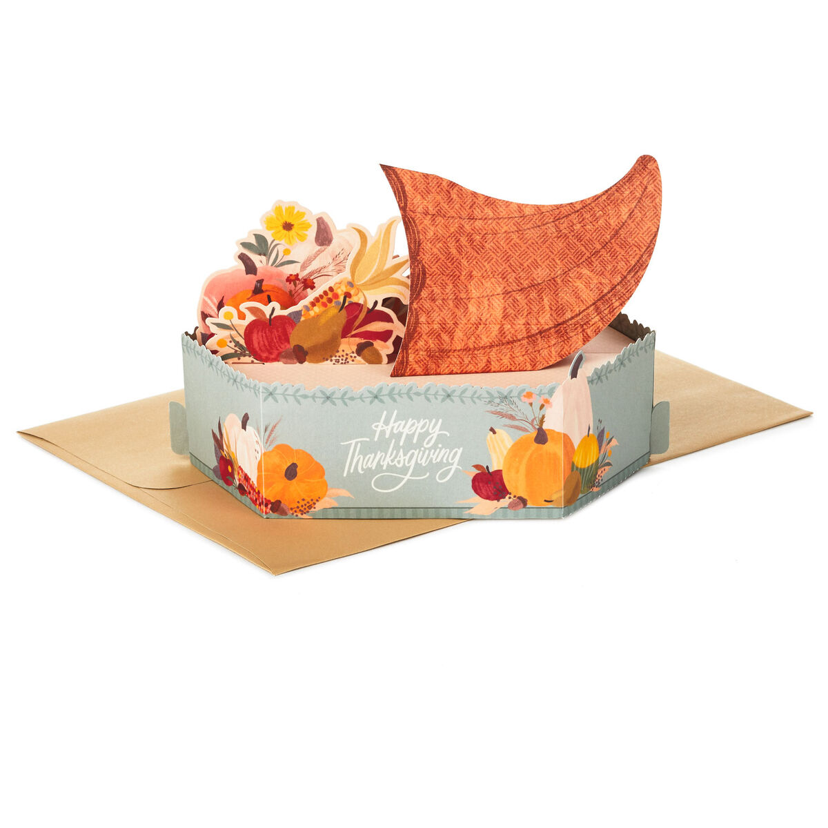 Fall Harvest Cornucopia 3D PopUp Thanksgiving Card Greeting Cards