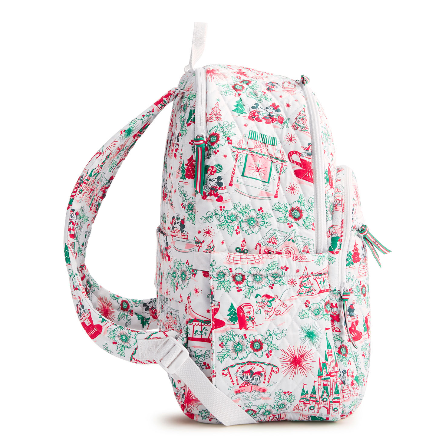 Pink Green Holiday Disney Fabric Backpack Side image number 3