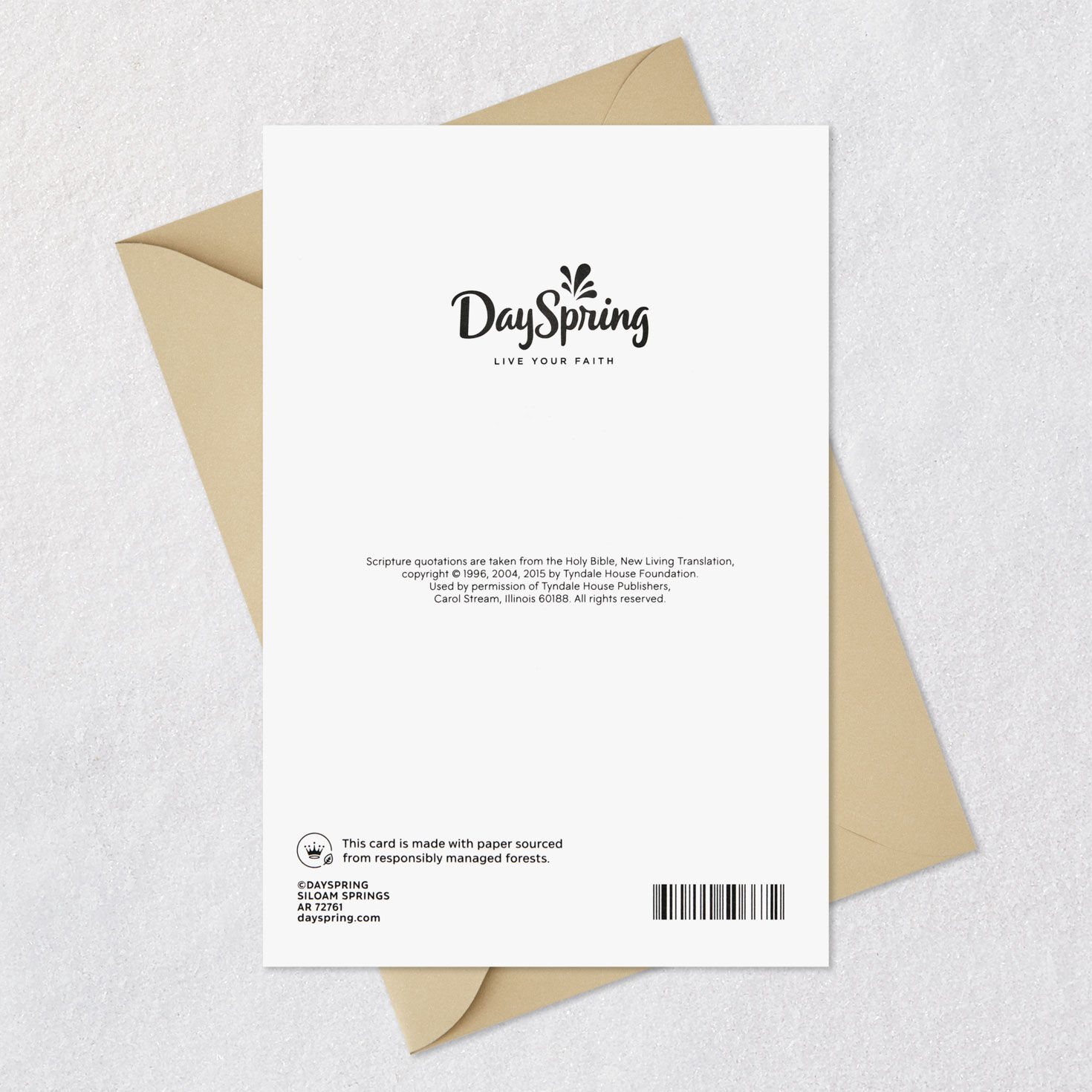 Bear Hugging Heart Religious Encouragement Card Card Back with Envelope image number 8