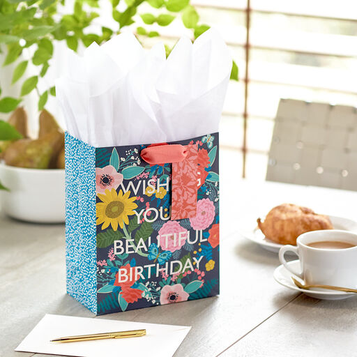 9.6" Beautiful Birthday Blooms Gift Bag, 