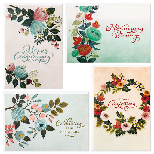 DaySpring Floral Assorted Religious Anniversary Cards, Box of 12, 