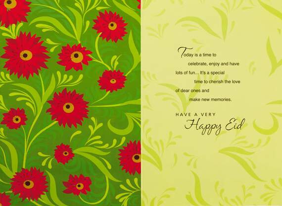 Red Floral Greeting Eid al-Fitr Cards, Pack of 6, , large image number 2