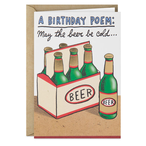Beer Poem Funny Birthday Card, 