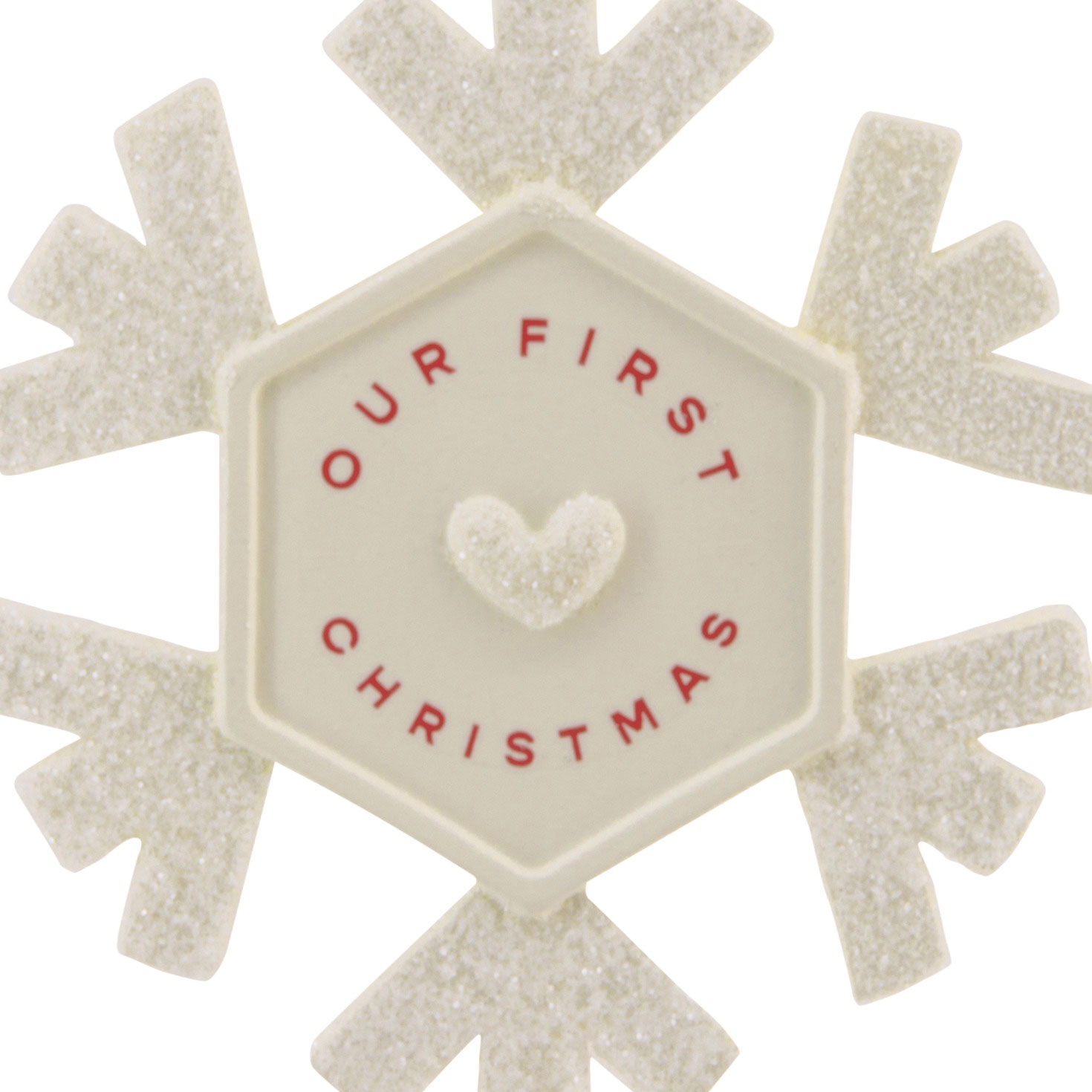 Our First Christmas White Snowflake Ornament closeup view image number 5