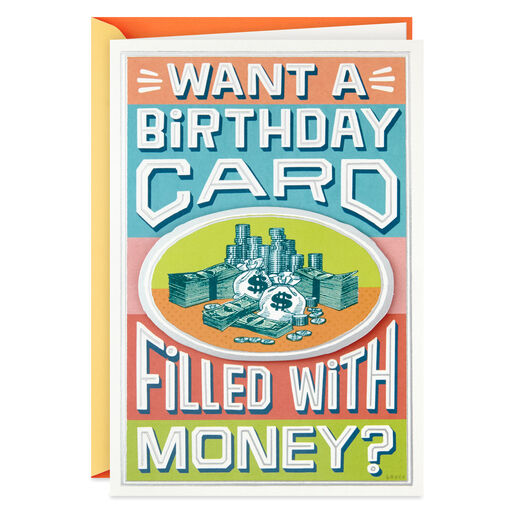 Filled With Money Funny Birthday Card, 