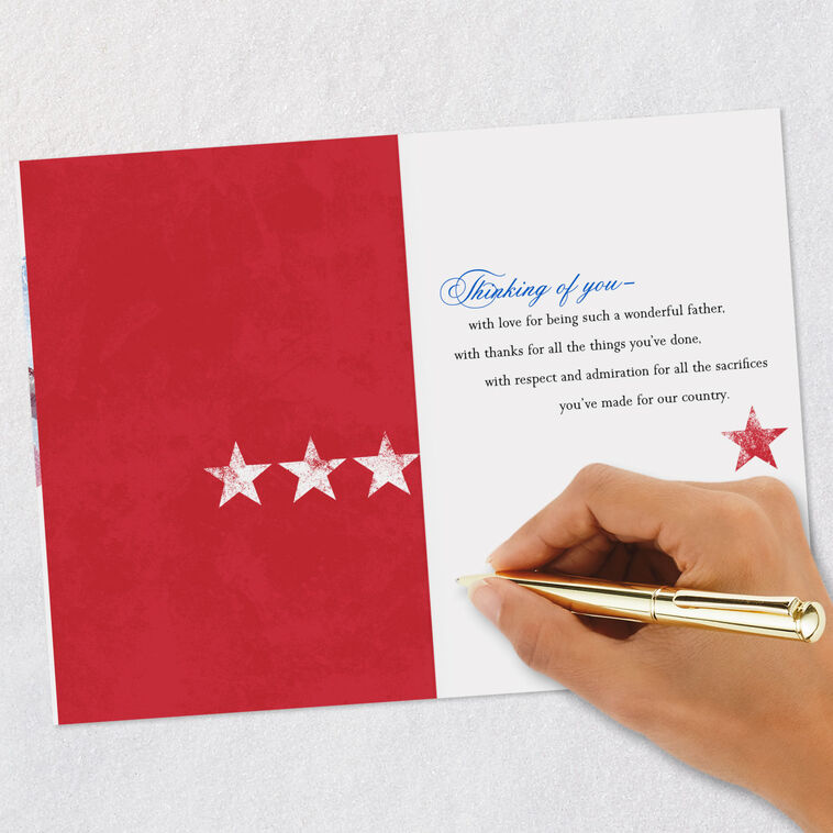 American Flag We Salute You Veterans Day Card for Dad Signing card image number 6