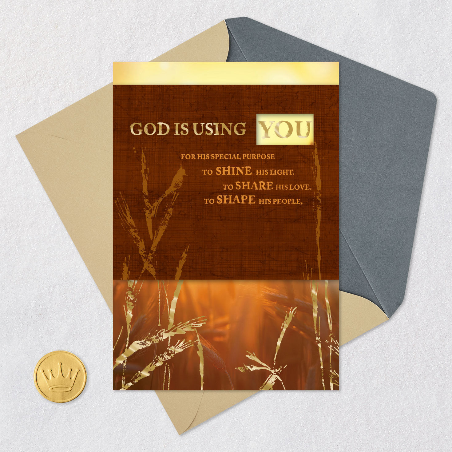 Wheat Religious Clergy Appreciation Card Card Front with Envelope and Gold Seal image number 7