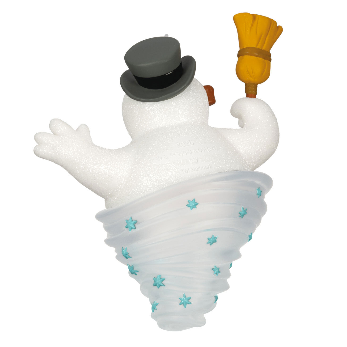 Frosty Snowman in Twirling Snow Keepsake Ornament Back image number 6