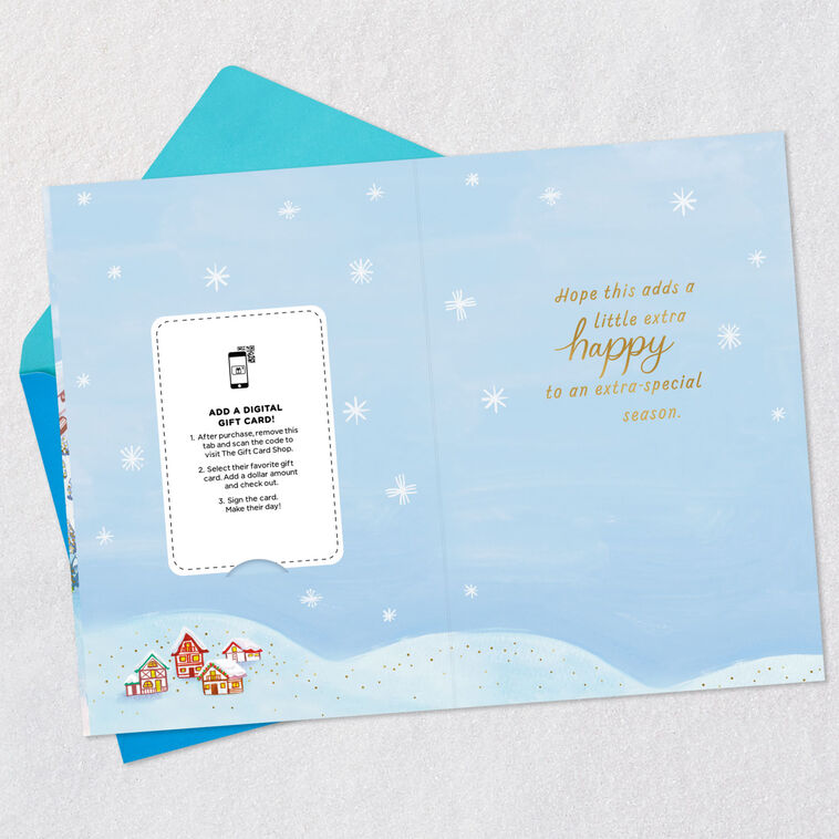Ice-Skating Scene Gift Card Greeting Holiday Card Open card with envelope image number 3