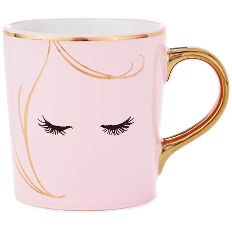 Eyelashes Pink Ceramic Mug, , large