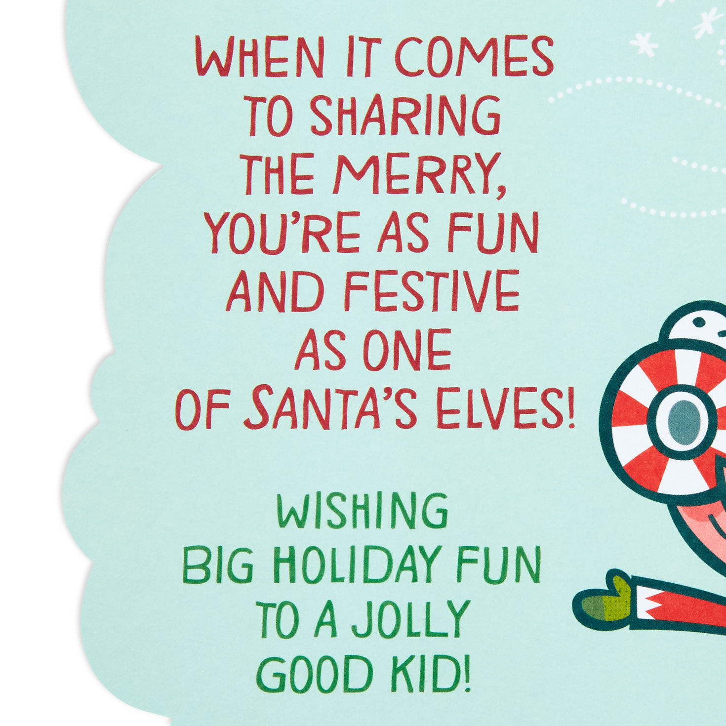 Green Elf Christmas Card for Kid with Detachable Glasses Sentiment image number 2