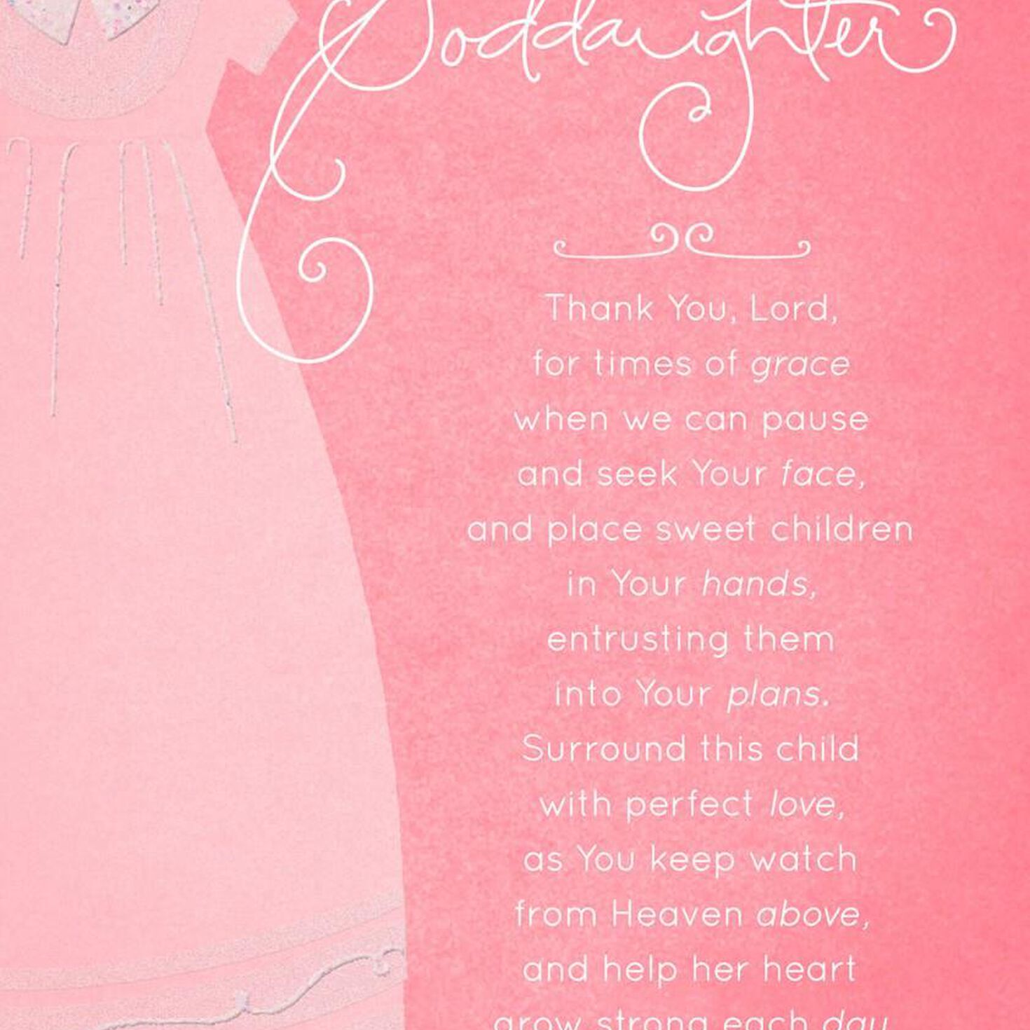 Pink Gown Christening Card for Goddaughter Greeting Cards Hallmark