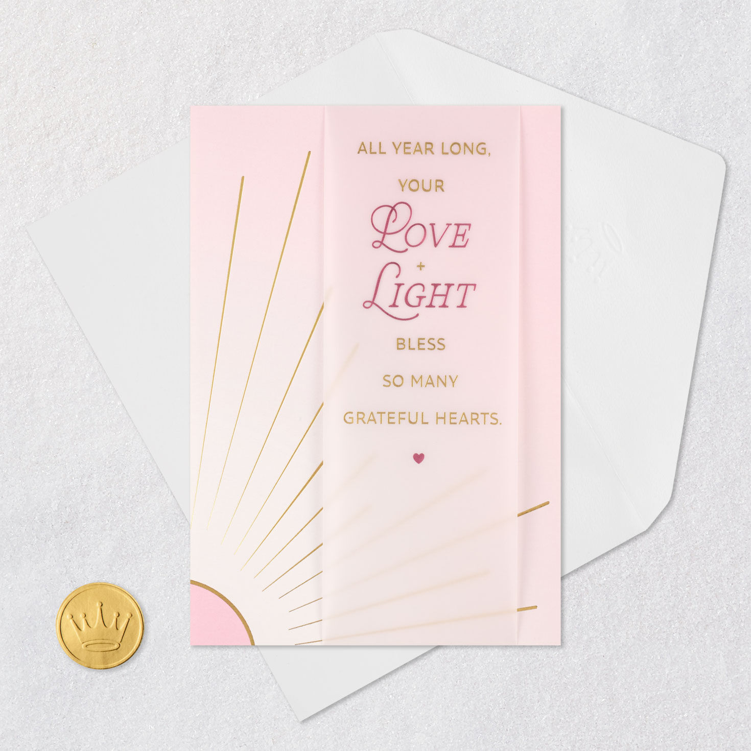 Blush Pink and Gold Sun Mother's Day Card Card Front with Envelope and Gold Seal image number 5