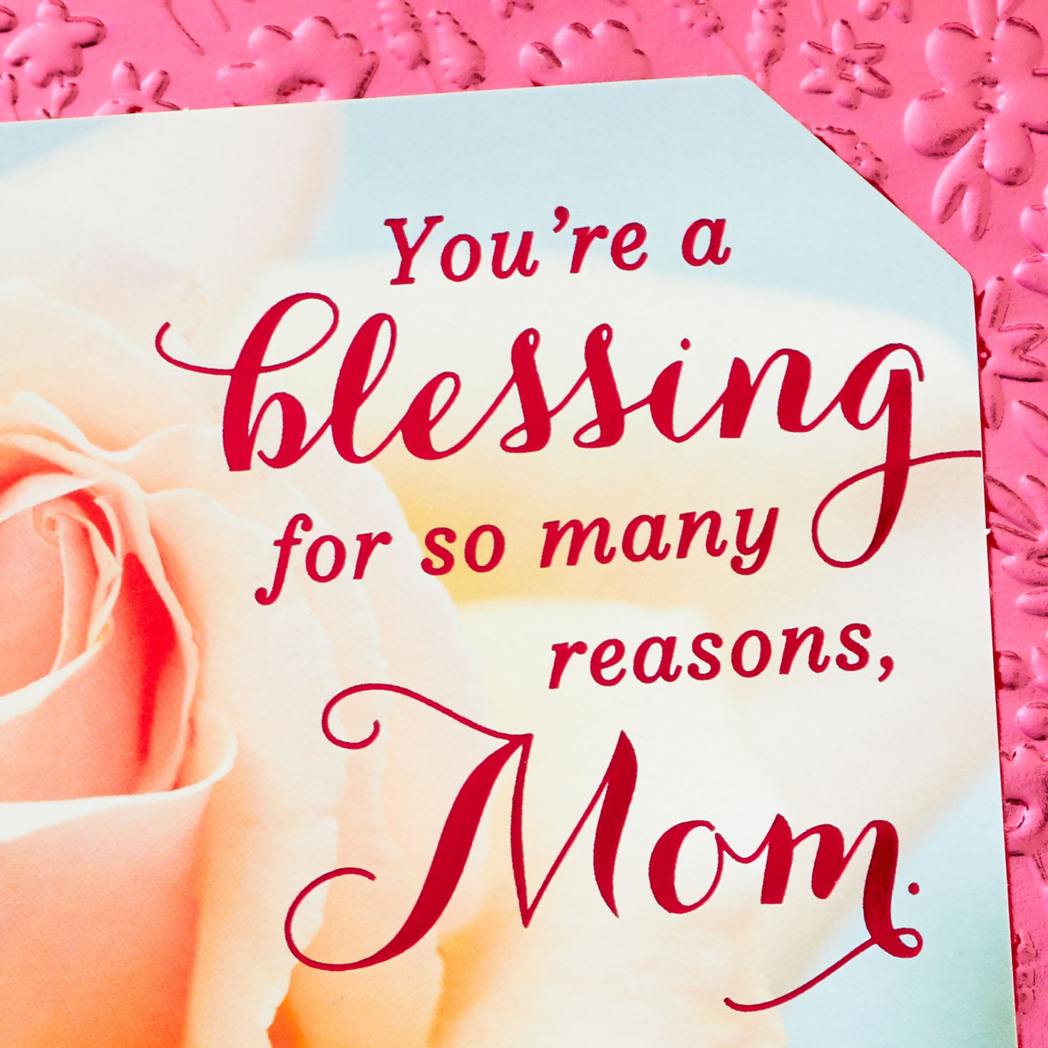 Rose on Pink Religious Mother's Day Card for Mom card front detail image number 5
