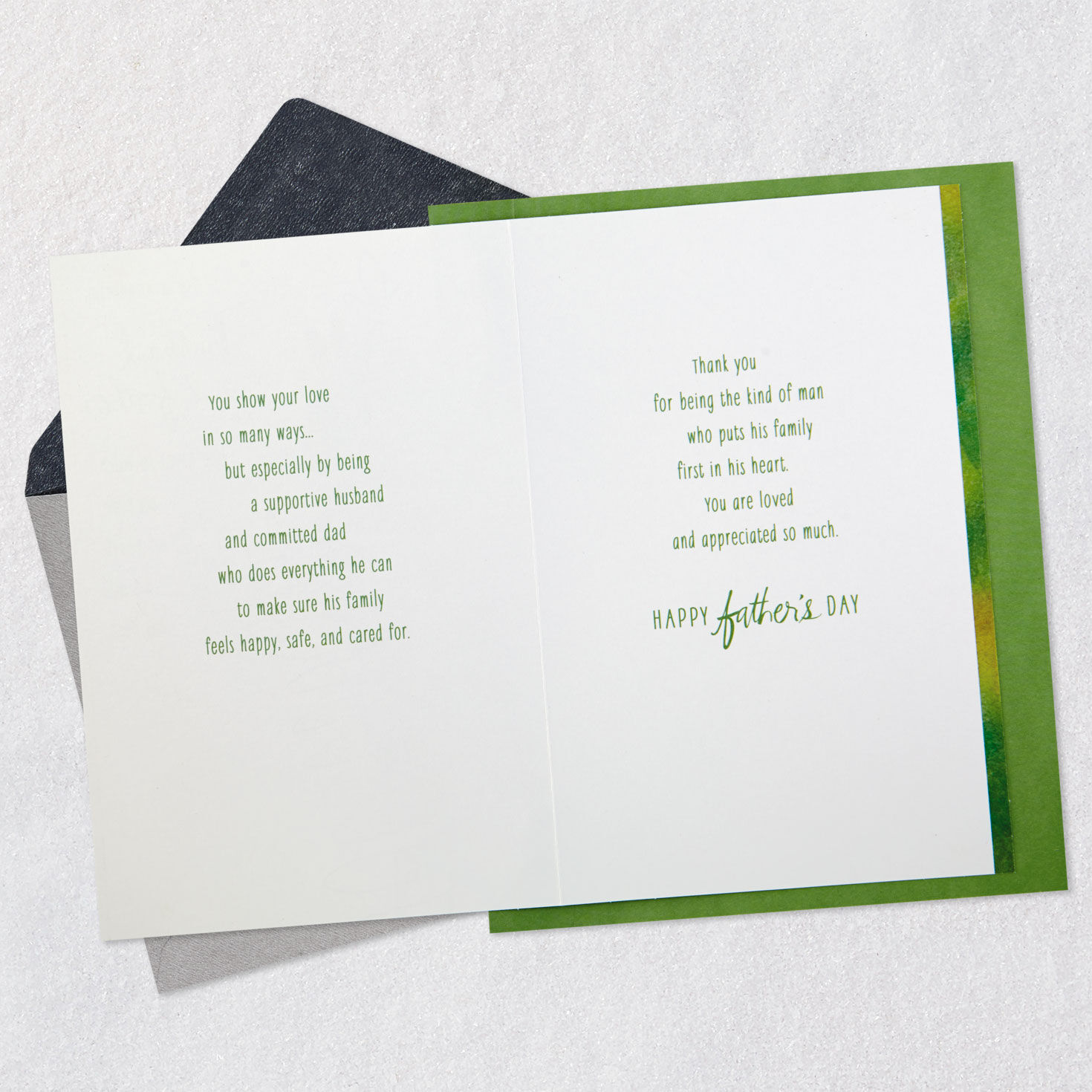 Wonderful Father and Husband Father's Day Card Open card with envelope image number 4