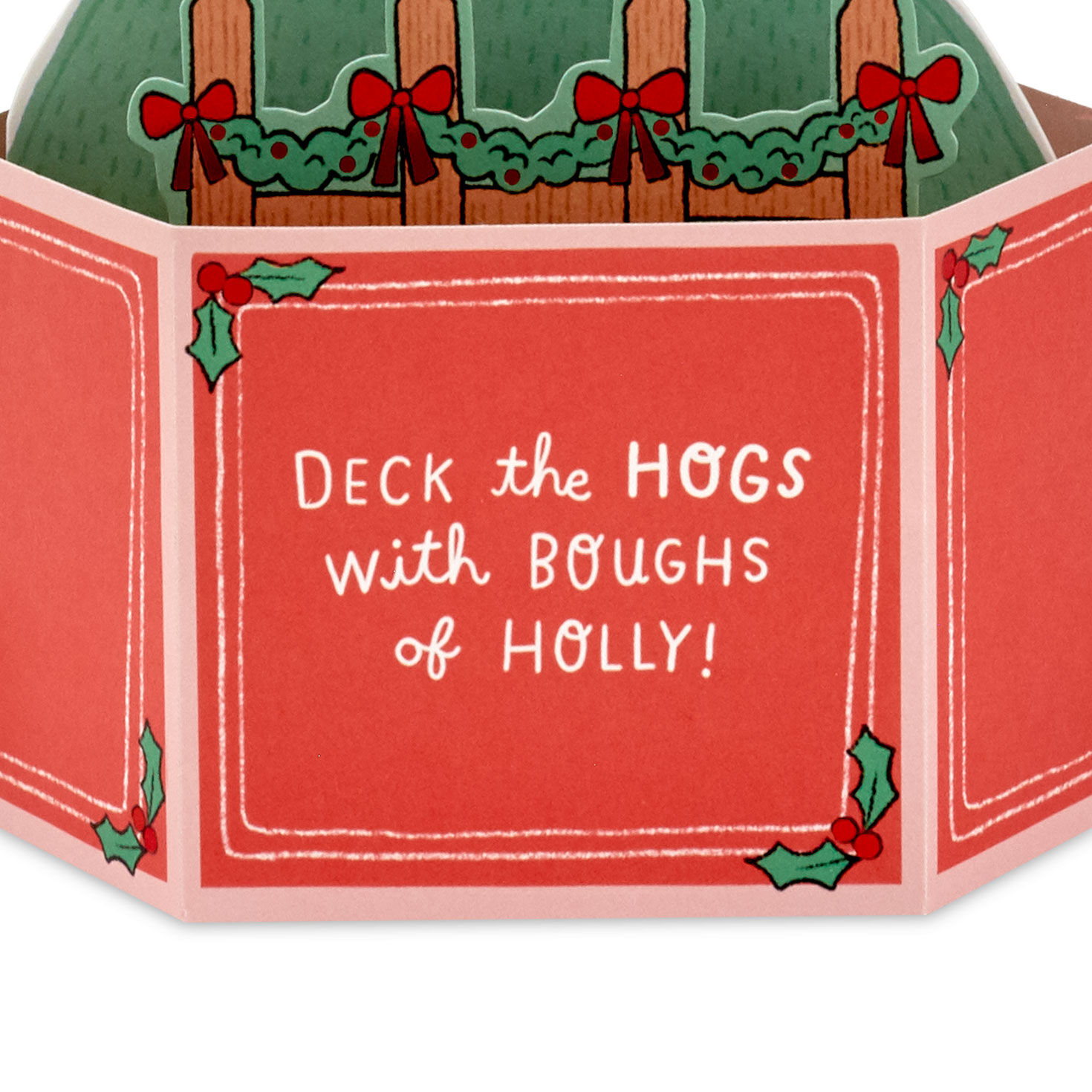 Deck the Hogs Funny 3D Pop-Up Christmas Card, , large image number 3