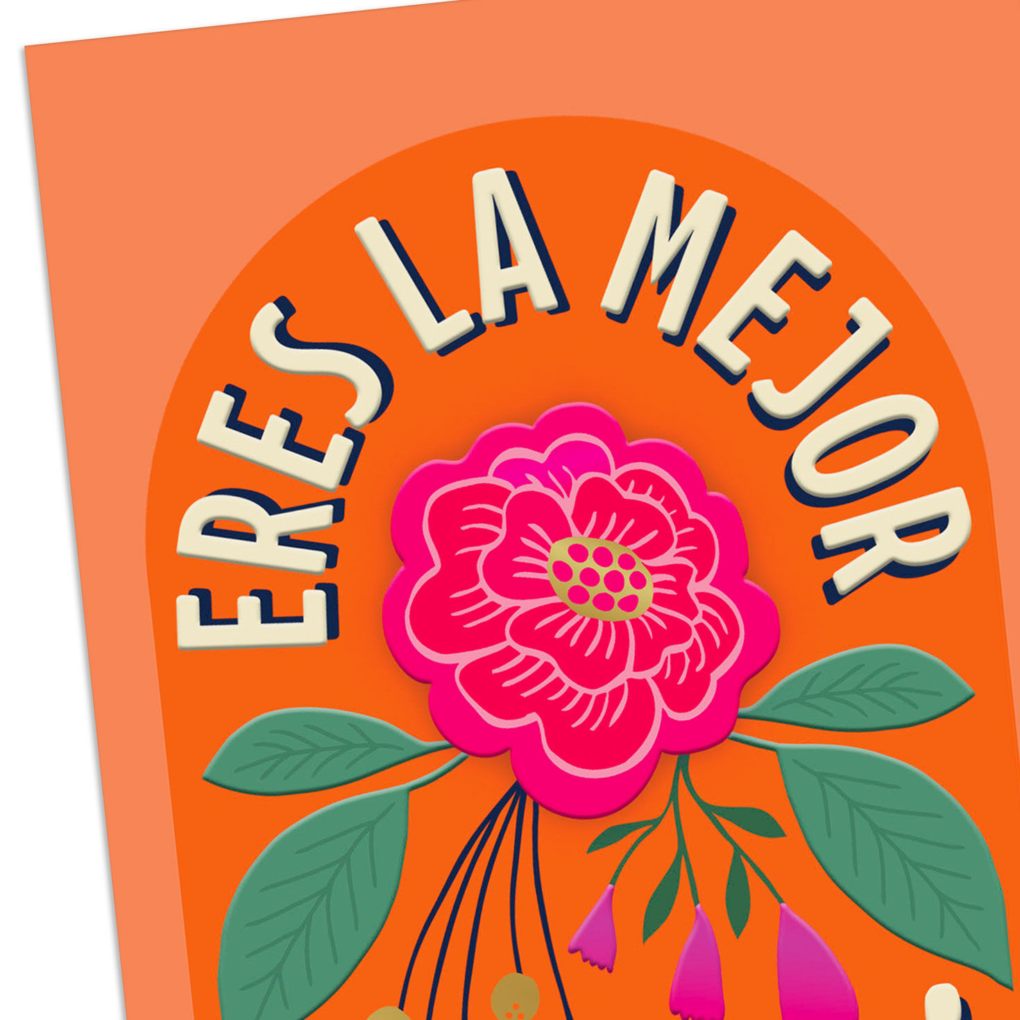 Pink Flower on Orange Mami Mother's Day Card in Spanish card front detail image number 4