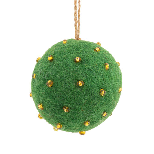 Green Beaded Ball Felt Fabric Hallmark Ornament, 