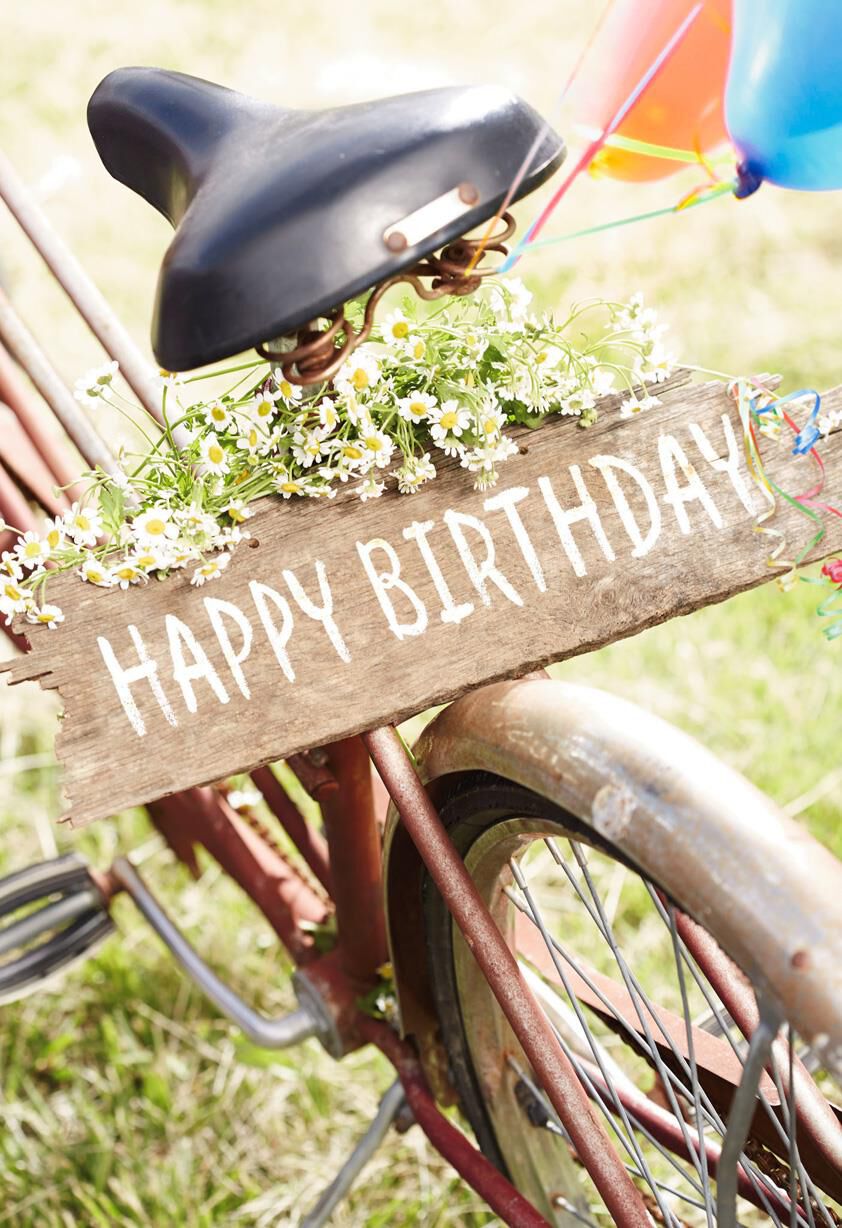 Vintage Bicycle and Wooden Sign Birthday Card