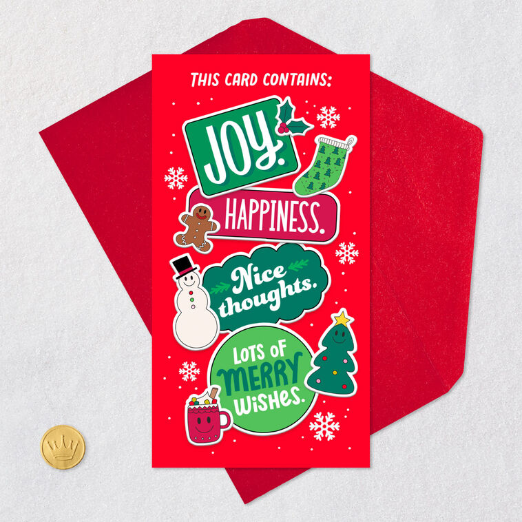 Red and Green Holiday Icons Money Holder Card Card Front with Envelope and Gold Seal image number 6