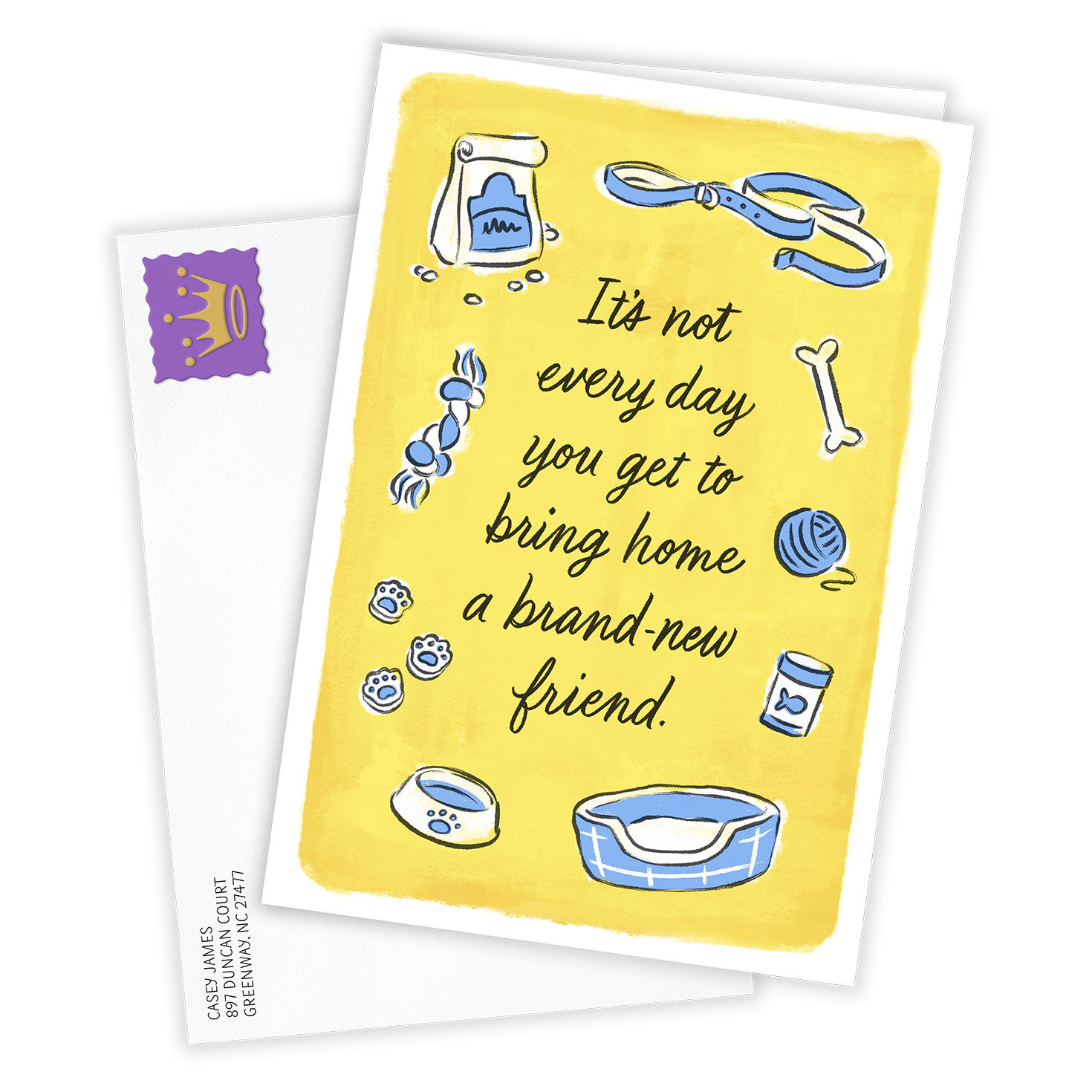 Illustrated Dog Accessories Personalized Card Card Front with Envelope image number 2