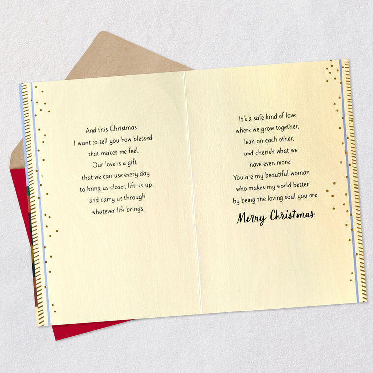 Black Couple Under Mistletoe Christmas Card for Wife Open card with envelope image number 4