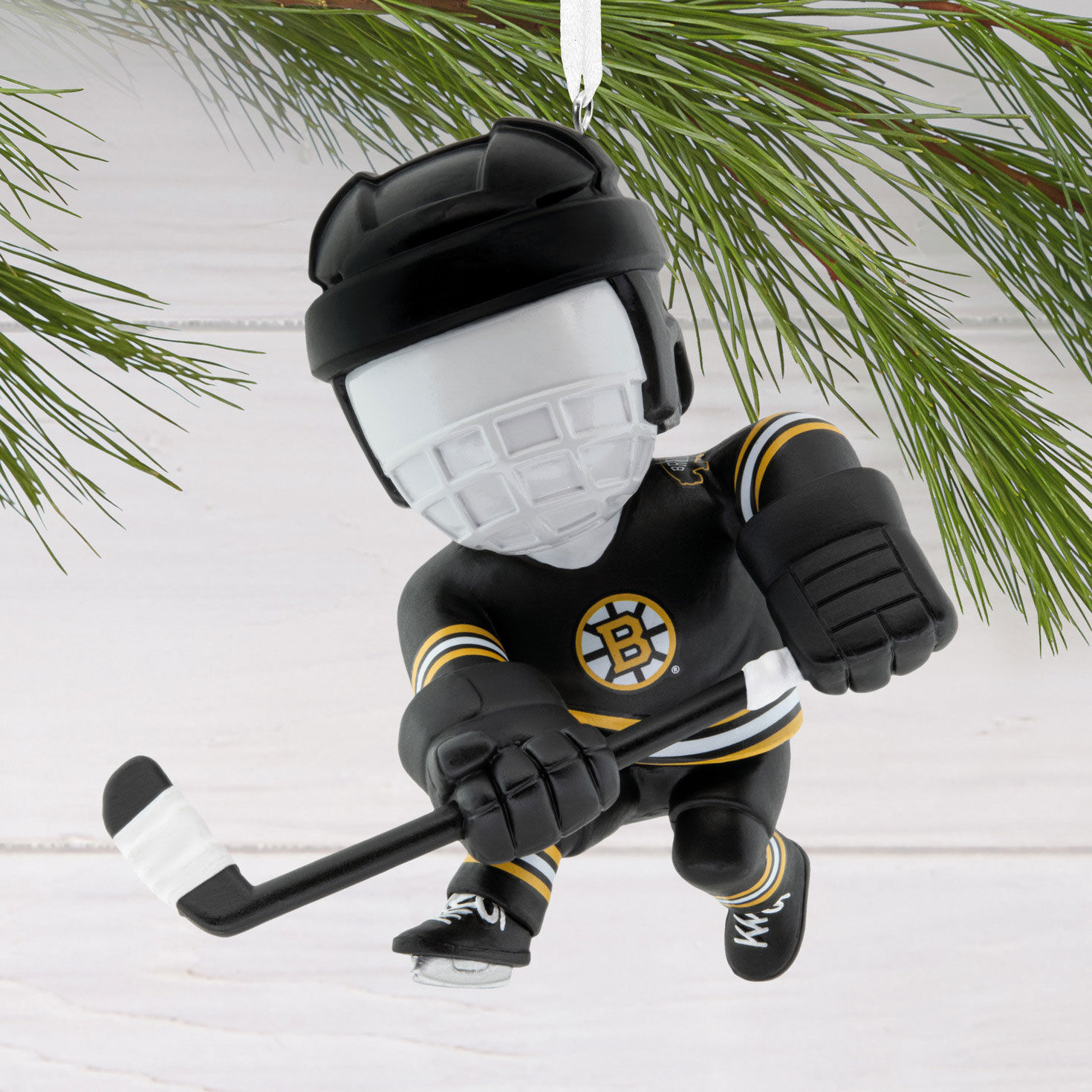 Boston Bruins Hockey Player Christmas Ornament hanging on tree image number 2