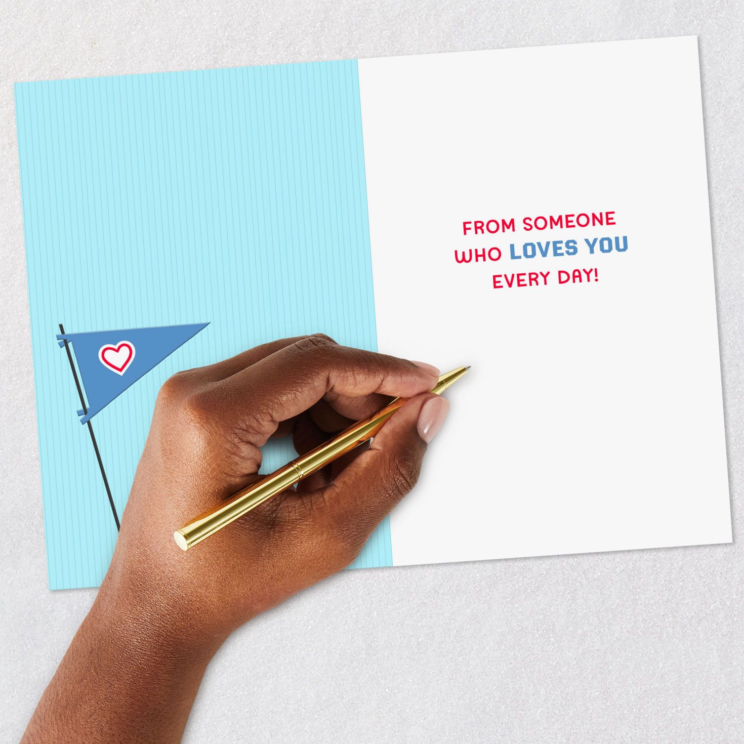 Sports Pennants and Hearts Kids Valentine's Day Card Signing card image number 7