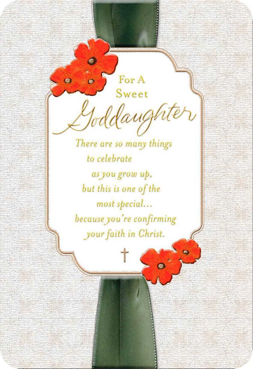 Ribbon and Flowers Confirmation Card for Goddaughter