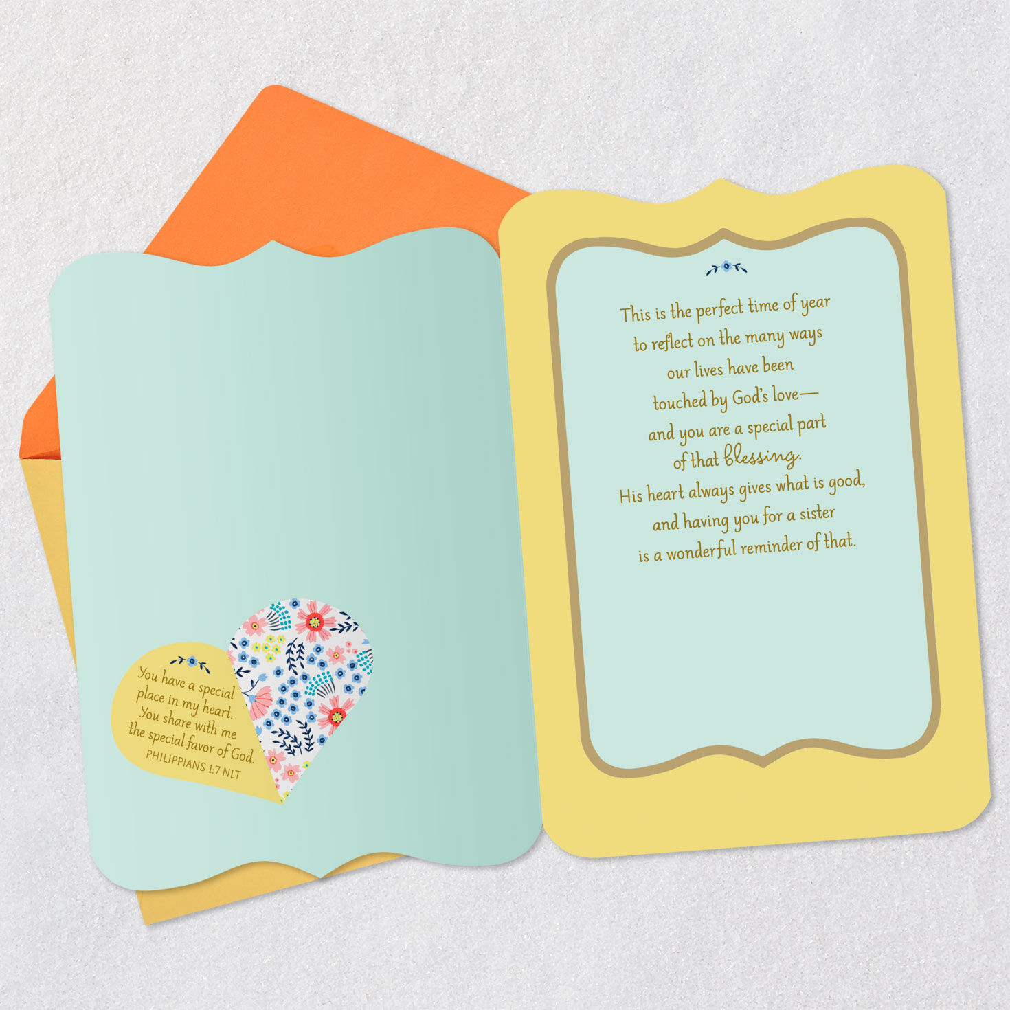 Floral Butterfly Religious Easter Card for Sister Open card with envelope image number 4