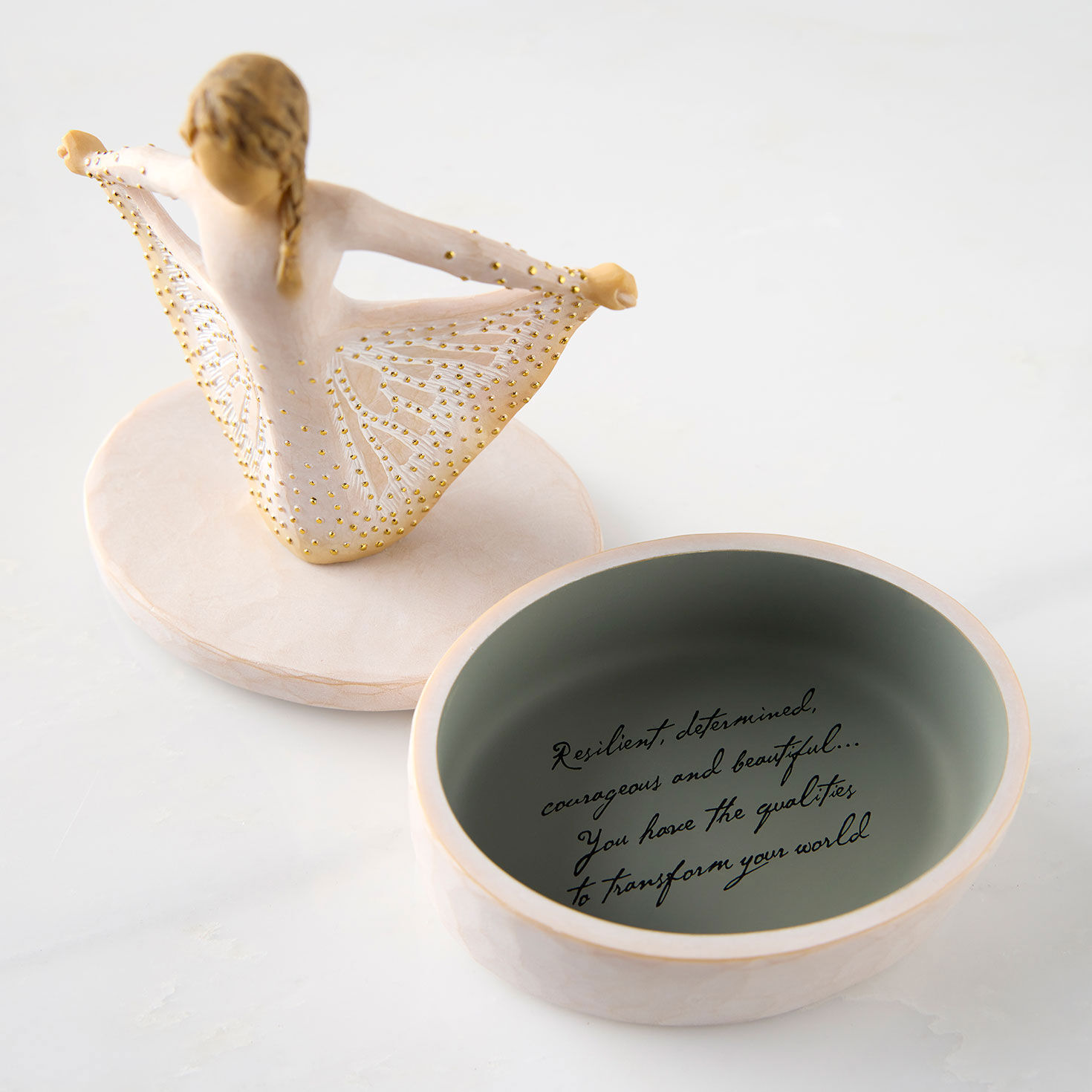 Butterfly Dress Girl on Lidded Keepsake Box inside box detail image number 5