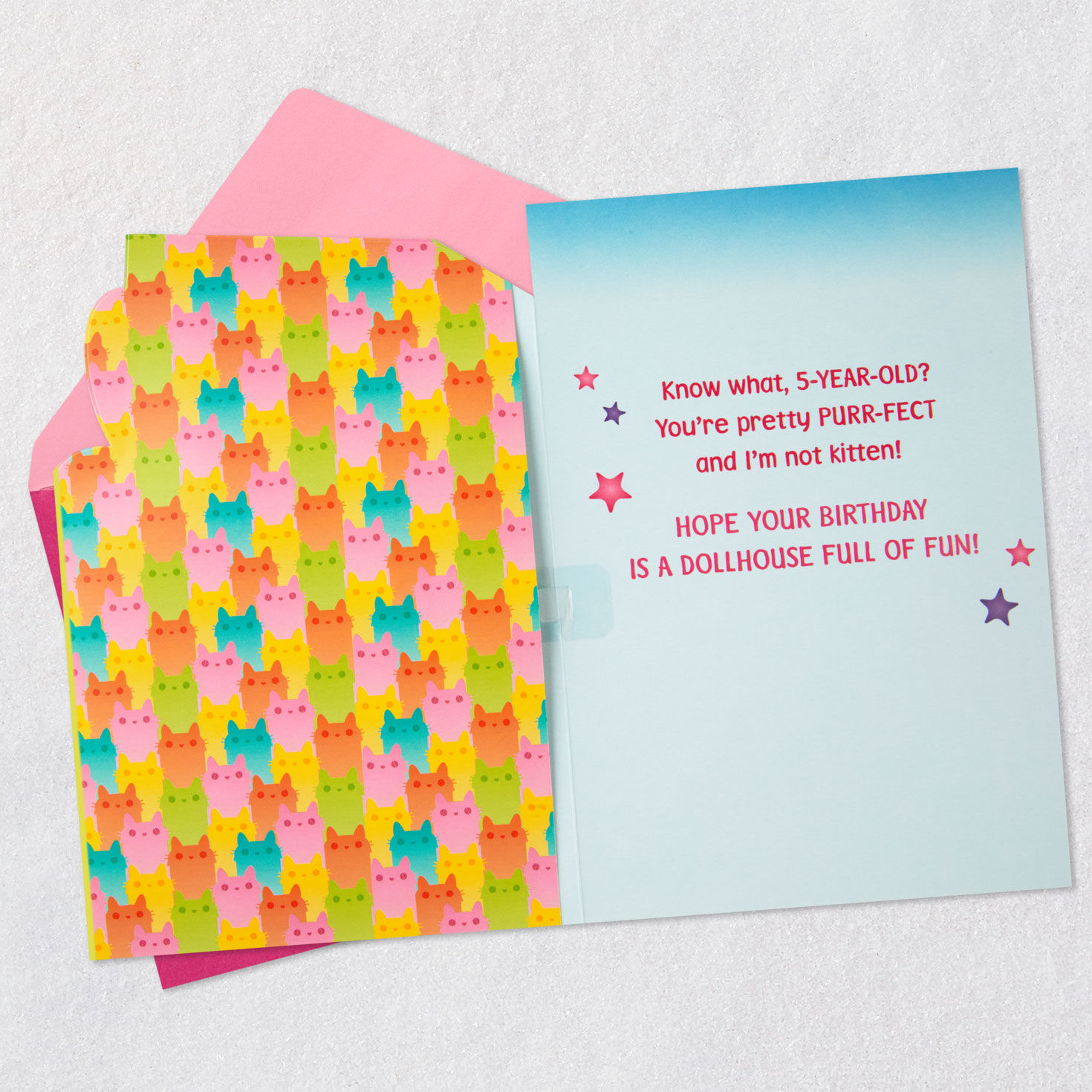 Gabby's Dollhouse Musical 5th Birthday Card Open card with envelope image number 3