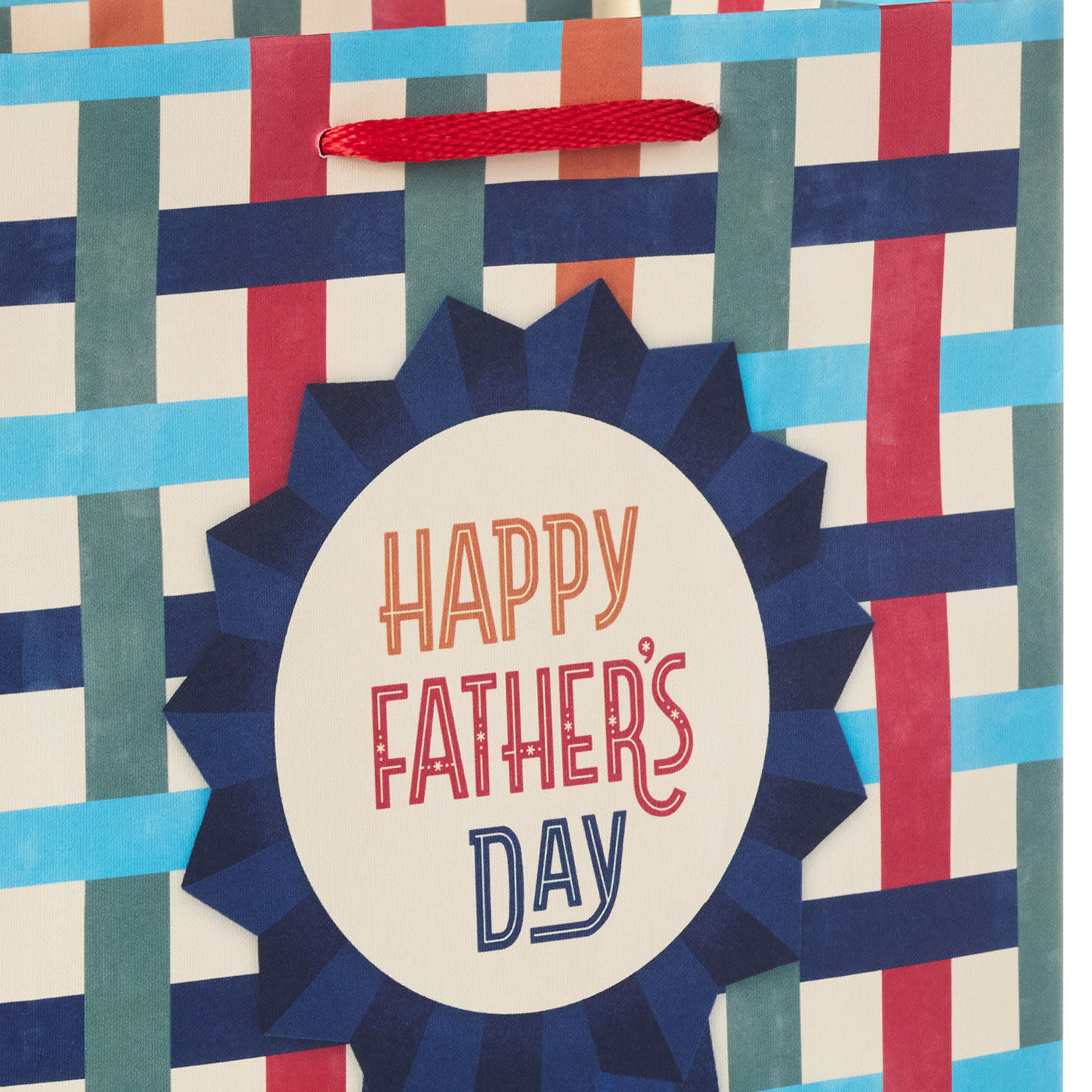 Happy Father's Day Ribbon on Plaid Medium Gift Bag  image number 4