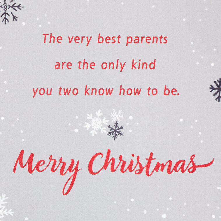 Deer and Cabin in Snowy Forest Parents Christmas Card Sentiment image number 3