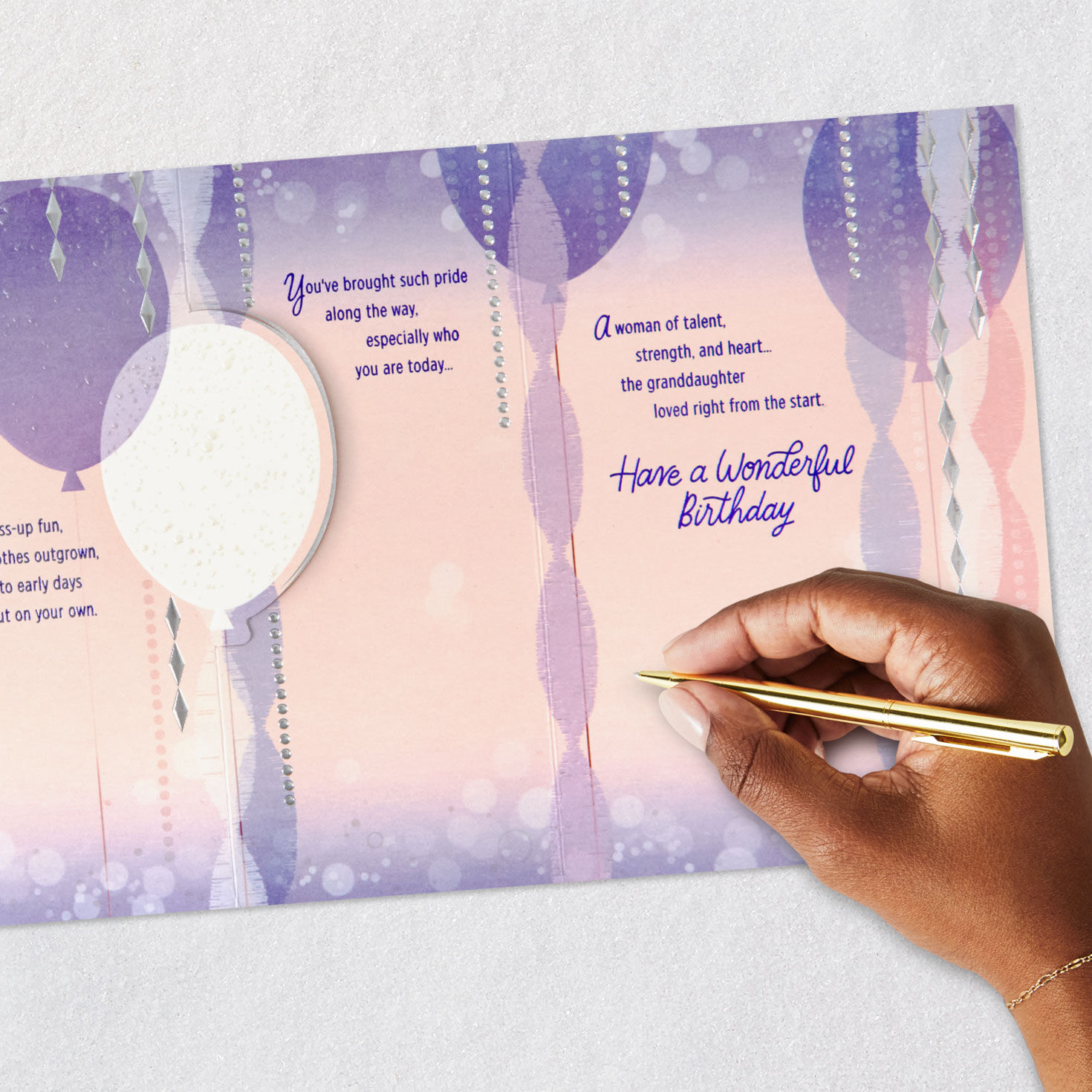 Balloons and Streamers Granddaughter Birthday Card Signing card image number 9