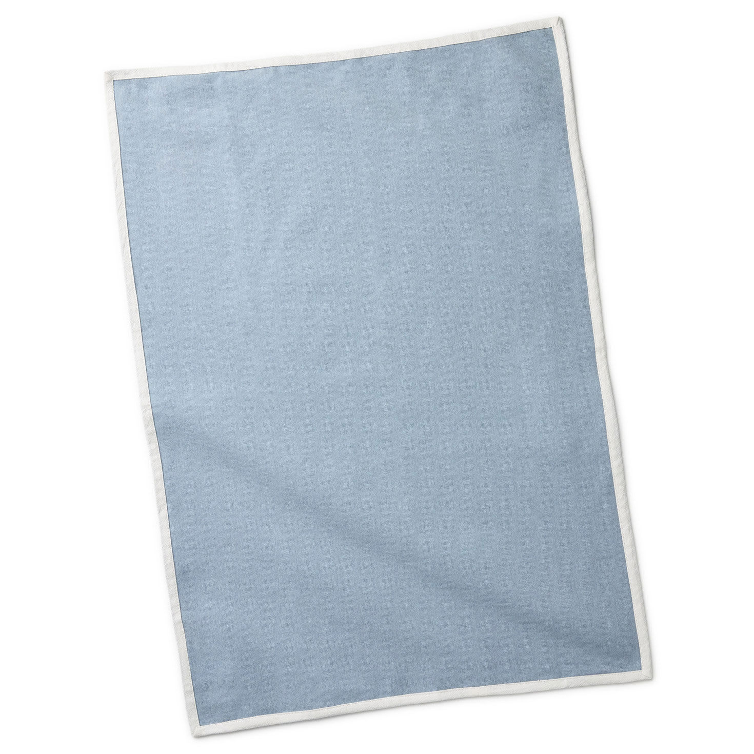 Blue Chambray and Green Floral Tea Towel Set solid front image number 3