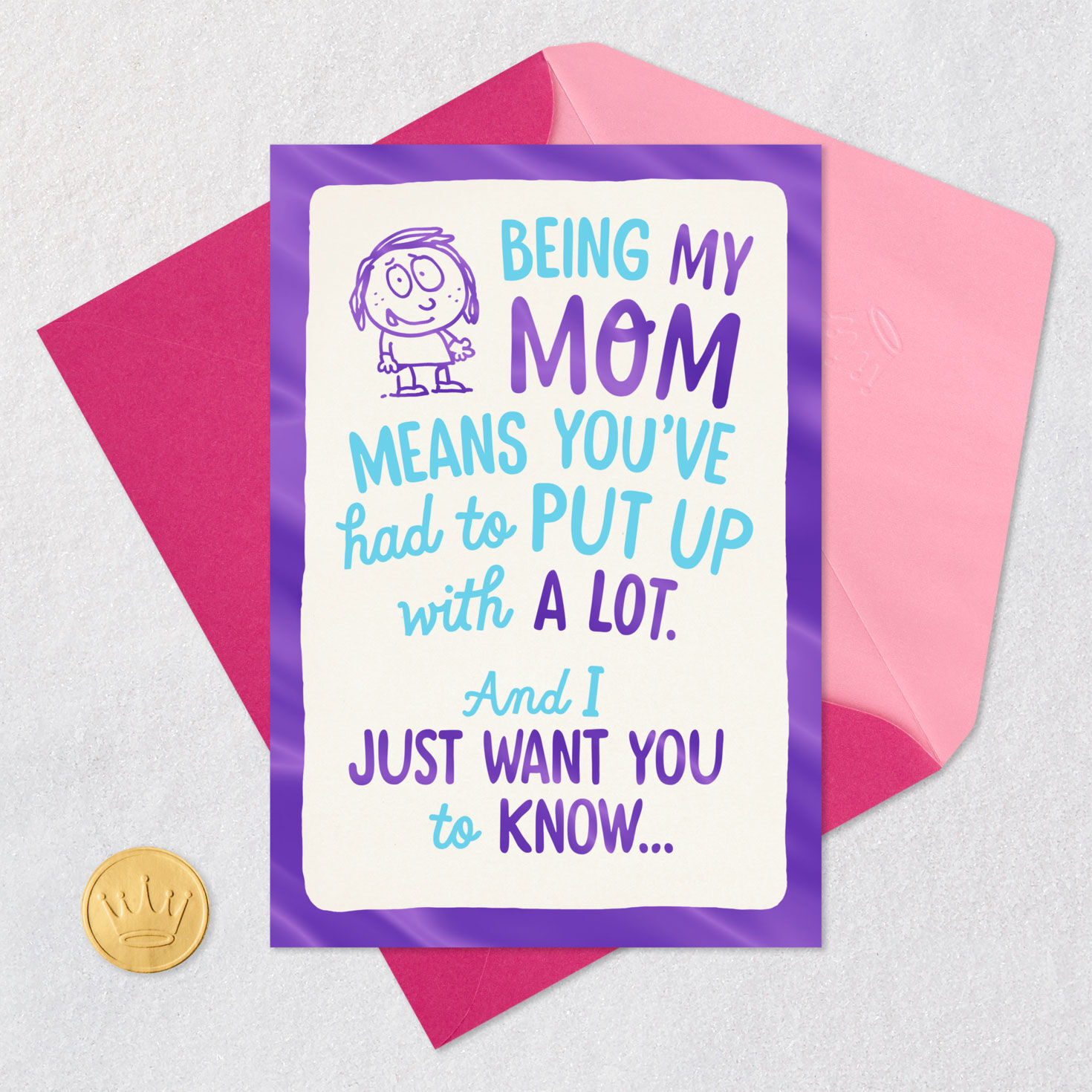 Kid Cartoon Drawing Funny Birthday Card for Mom Card Front Detail image number 5