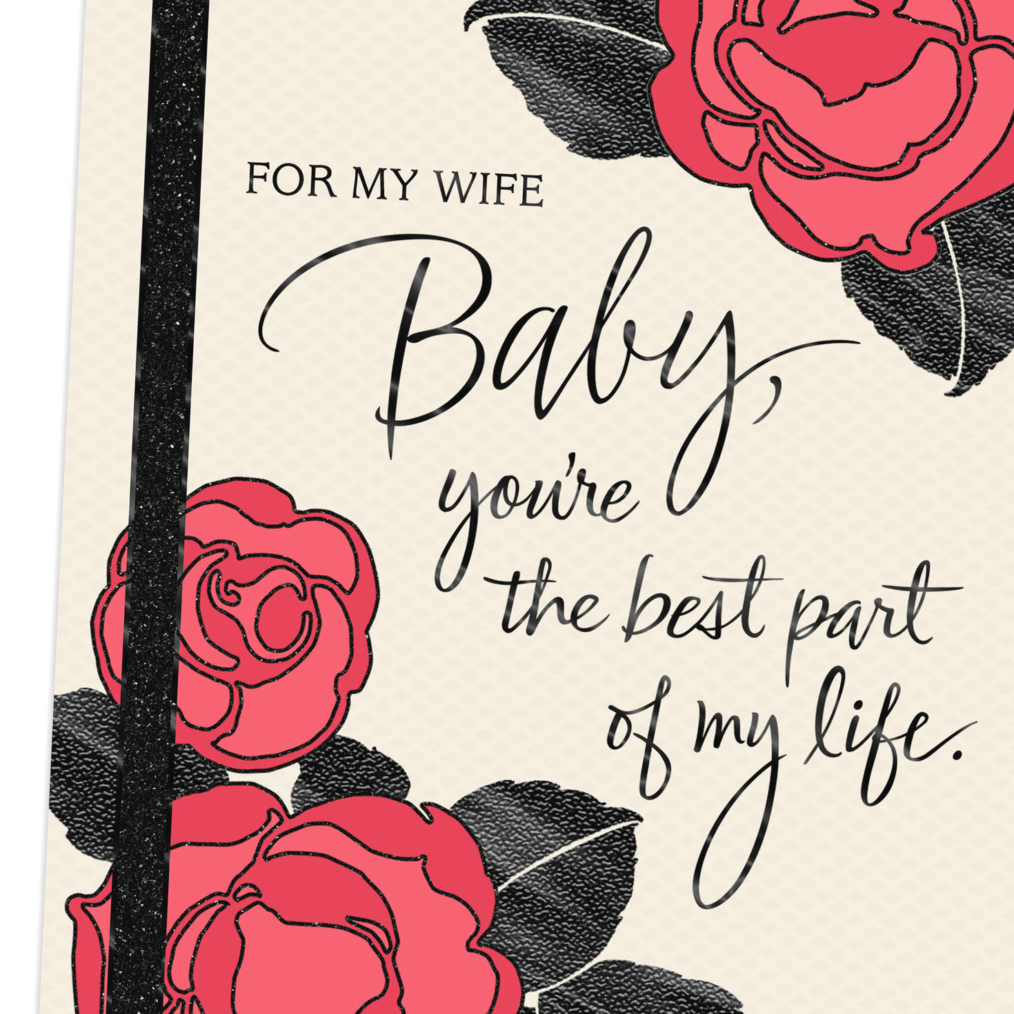 Pink Flowers With Black Leaves Anniversary Card Card Front Detail image number 5