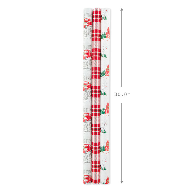 Rustic Winter Reversible Christmas Wrapping Paper  image number 3